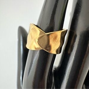 18K Gold Plated Hammered Geometric Open Rings